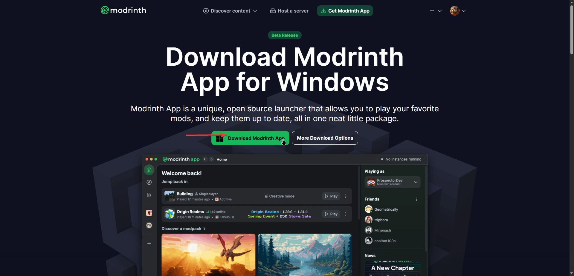 Modrinth download page